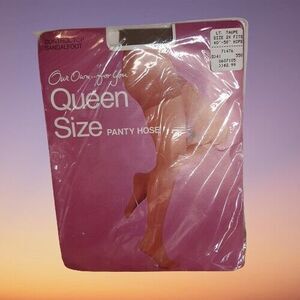 NOS Vtg Our Own For You Queen Size Pantyhose 2X Lt. Taupe Control Top Sandalfoot